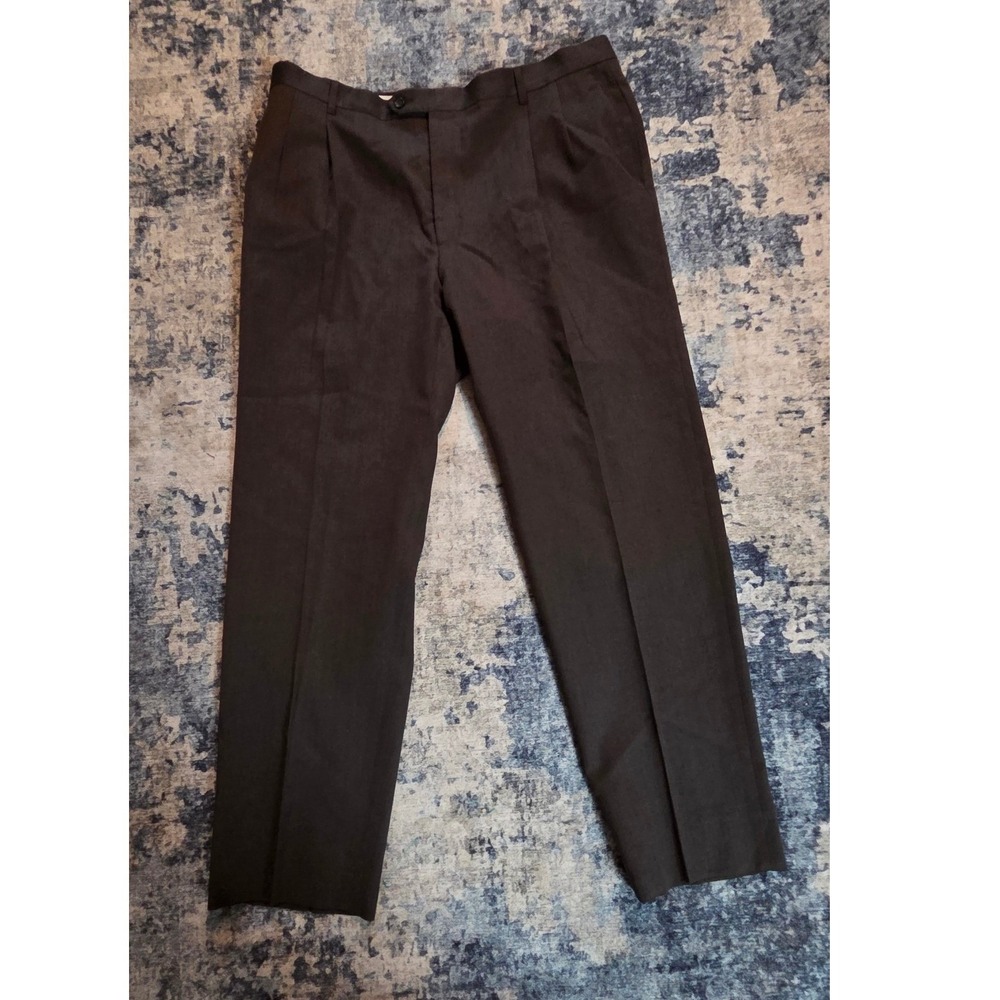 Joseph & Feiss Mens Brown 100% Wool Pleated Dress Pants Slacks Size 42